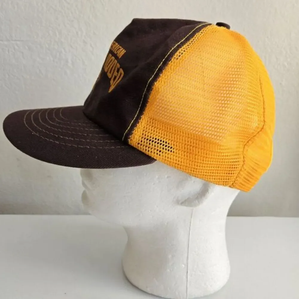 Vintage Case North American Excavator Rodeo Trucker Hat Snapback Cap‎ Brown Gold